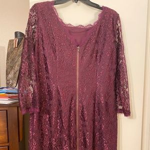 Wine burgandy lace dress